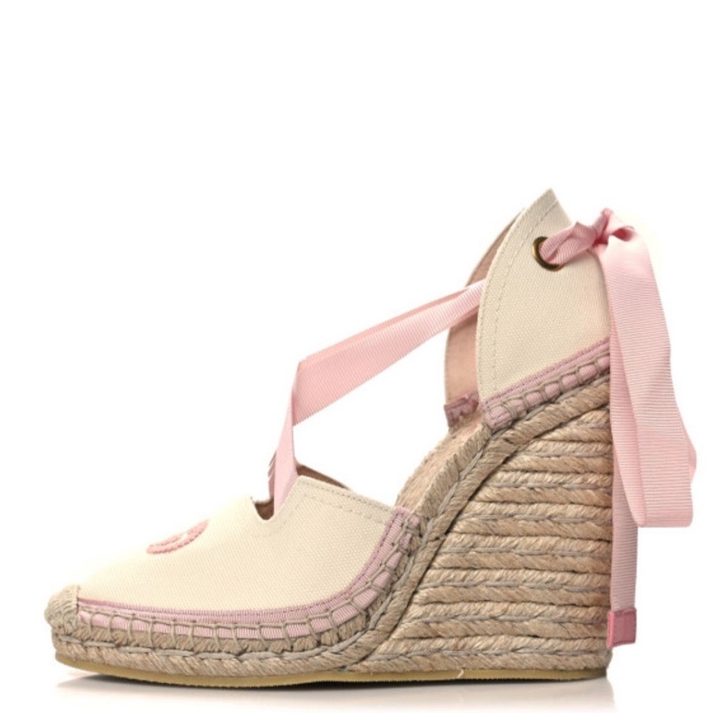 Gucci Cream and Pink Espadrille Sandals - Picture 4 of 5